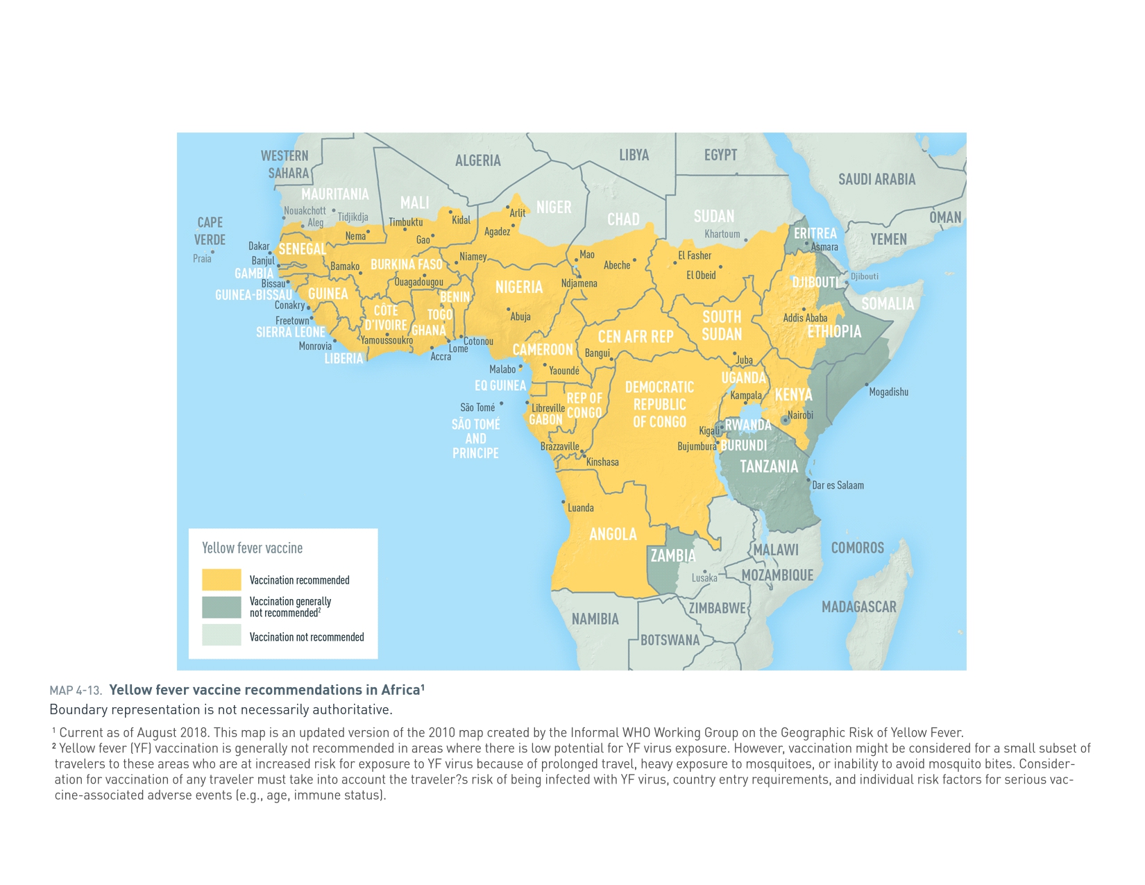 Distribution géographique de la Fièvre Jaune en Afrique